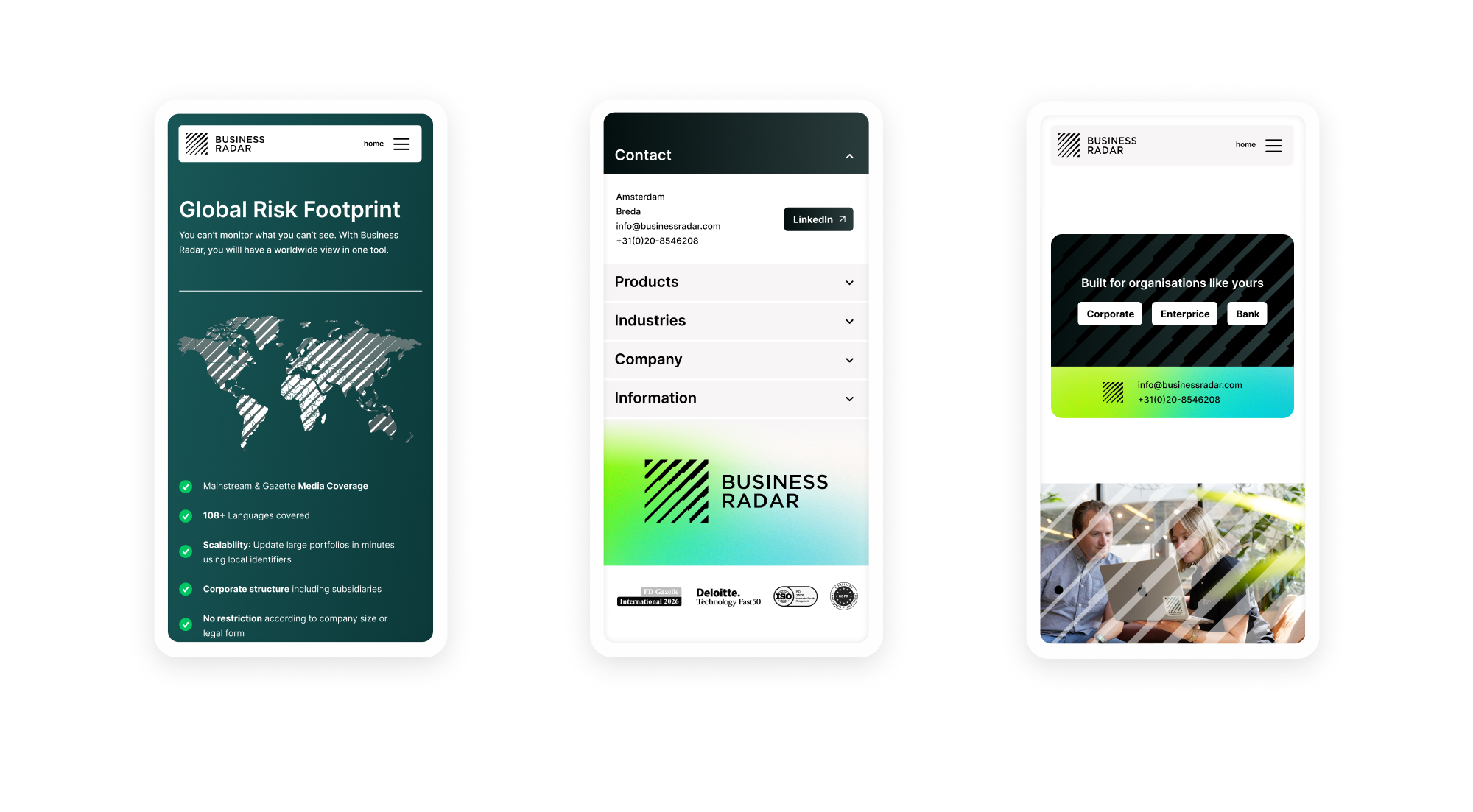 Webdesign uitwerking voor de nieuwe website van Business Radar 3