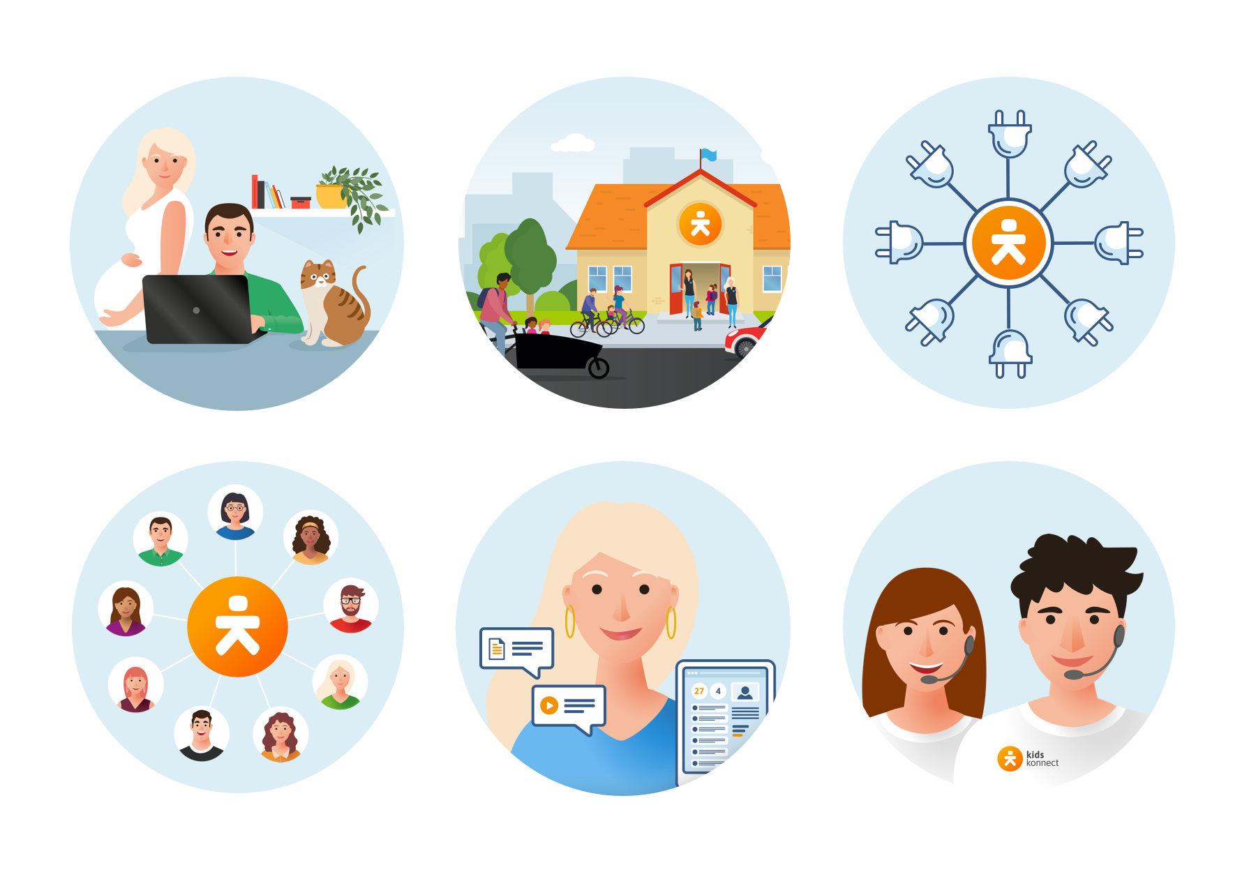 Kidskonnect-clic -iconen-ontwerp